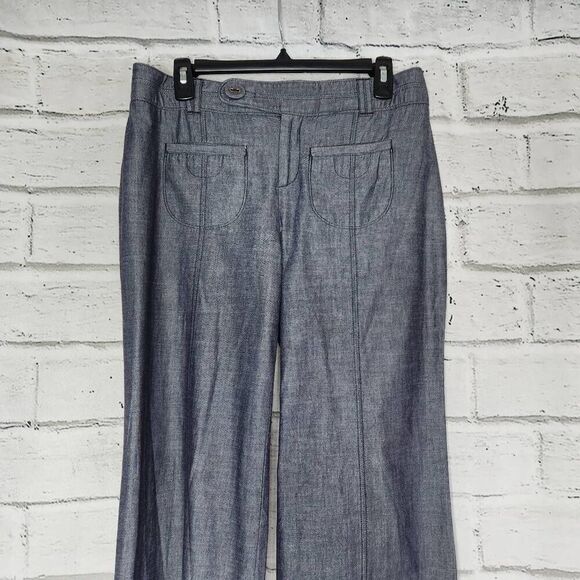 Elevenses Womens Gray Cotton Textured Wide Leg Pants Size 6 - Picture 2 of 12